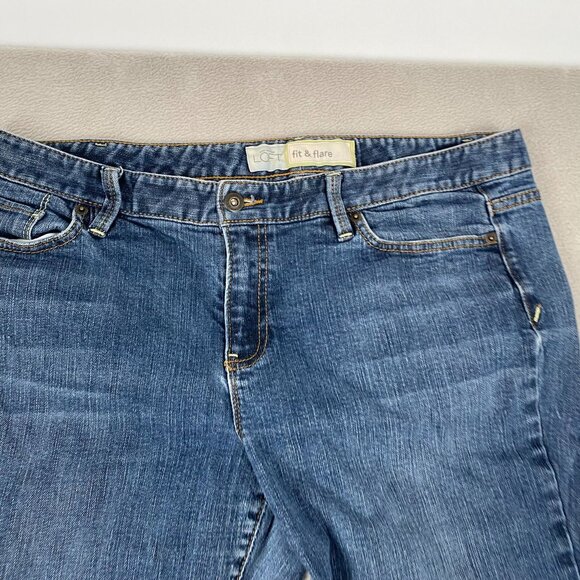 Ann Taylor Loft Women's Jeans Size 14 Blue Fit & Flare Cotton Blend Denim Casual - Picture 9 of 12
